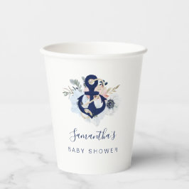 Anchor Blue Beach Nautical Floral Baby Dusche Pappbecher