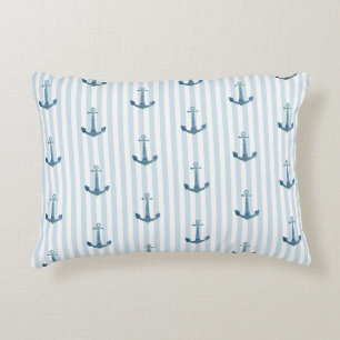 Anchor Blue Stripe Nautical Pillow Dekokissen