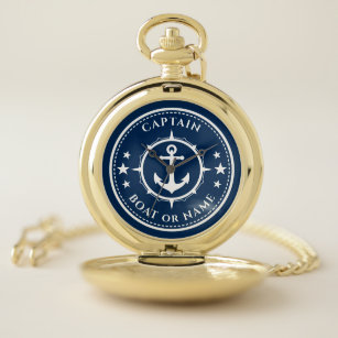 Anchor Compass Stars Captain Boat oder Name Marine Taschenuhr