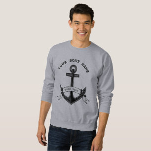 Anchor Custom Nautical Black Gray Mens Sweatshirt