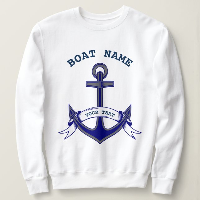 Anchor Custom Nautical Blue White Ladys Sweatshirt (Design vorne)