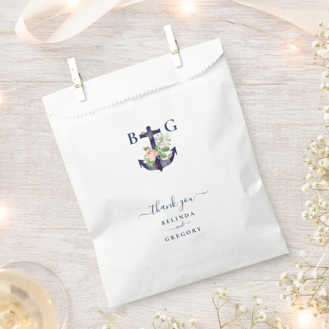 Anchor Floral Nautical Summer Wedge Geschenktütchen (Ausgeschnitten)