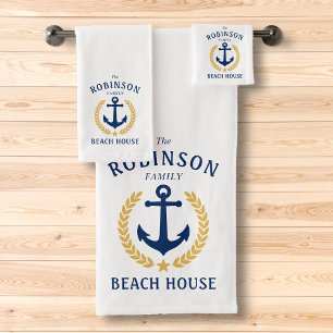 Anchor Gold Laurel Star White Badhandtuch Set