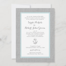 Anchor Grey Burlap Beach Wedding Einladung
