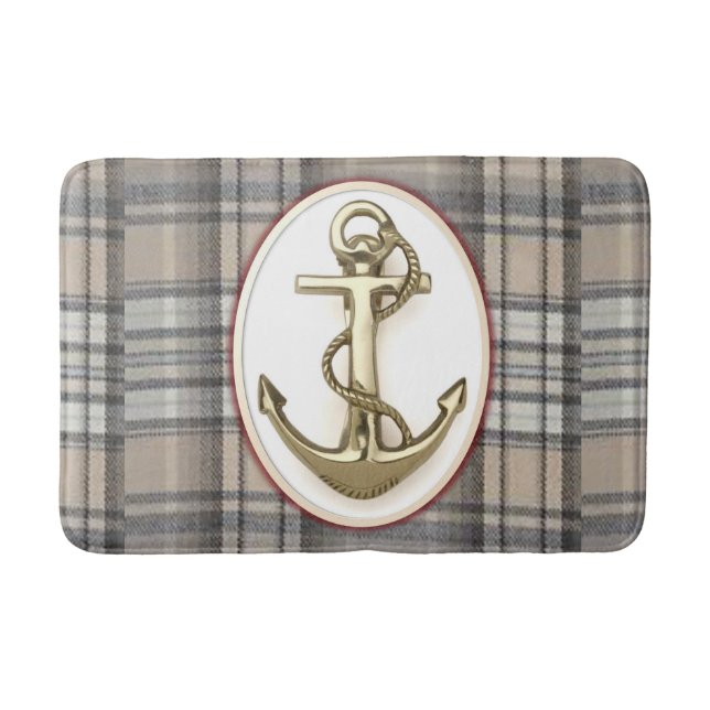 Anchor Kariert Beach House Badezimmer Badematte (Vorderseite)