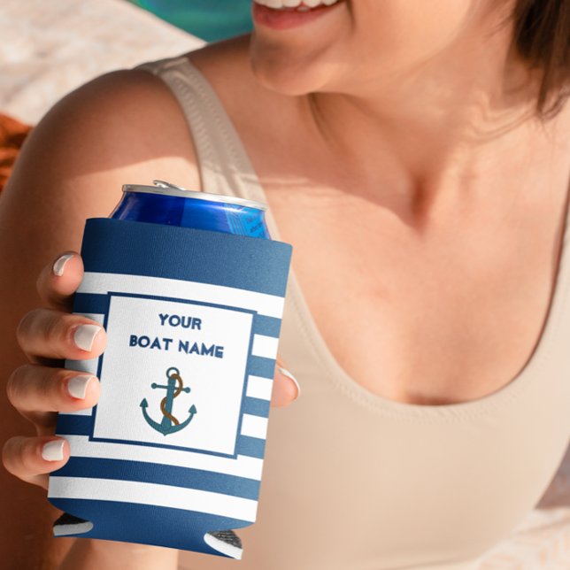 Anchor Lake Nautical Your Bootname Dosenkühler (Von Creator hochgeladen)
