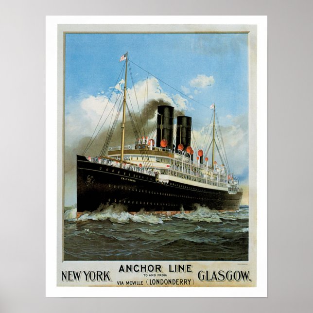 Anchor Line ~ New York - Glasgow Poster (Vorne)