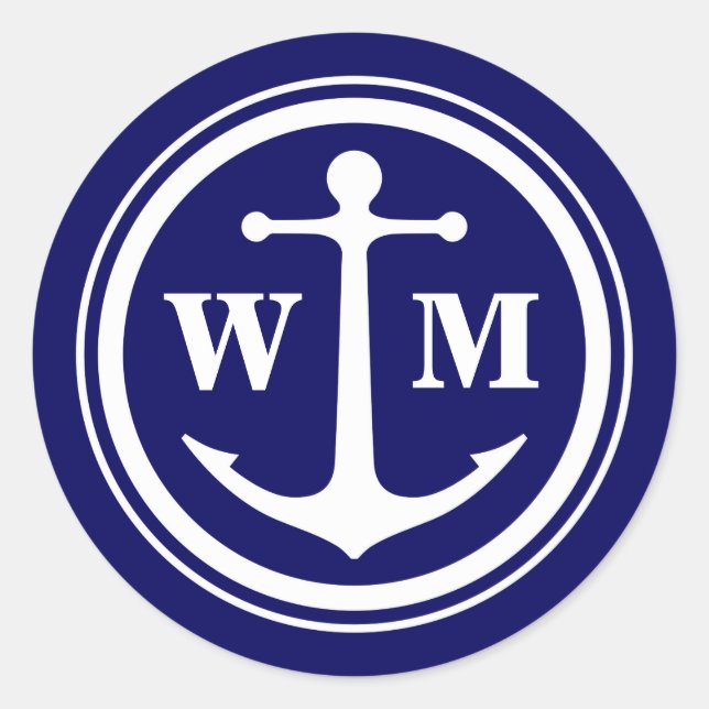 Anchor Monogram Round Aufkleber (Vorderseite)