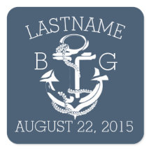 Anchor Nautical Blue Monogram
