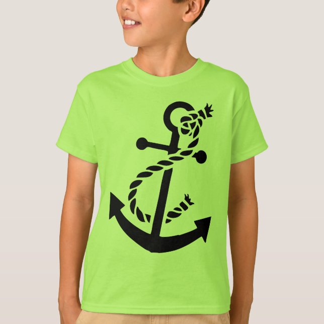 Anchor Nautical Marine Themed des Schwarzen Schiff T-Shirt (Vorderseite)