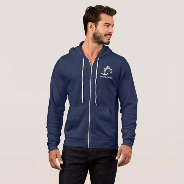 Anchor Nautical Navy Blue Boot Captain Hoodie (Vorne ganz)