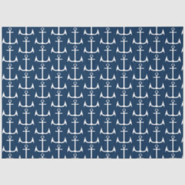 Anchor Nautical Navy Blue Decoupage Seidenpapier
