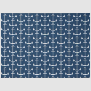 Anchor Nautical Navy Blue Decoupage Seidenpapier