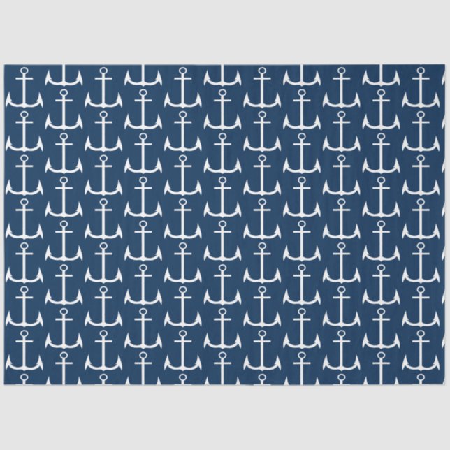 Anchor Nautical Navy Blue Decoupage Seidenpapier (Vorderseite)