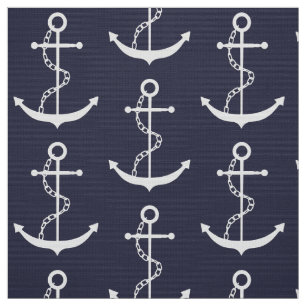 Anchor Nautical Navy Blue Stoff