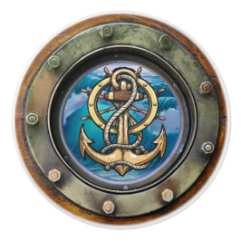 ANCHOR Nautical Porthole Dragknopf Keramikknauf