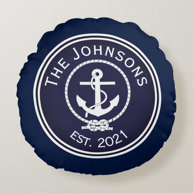 Anchor Nautical Siegel Rundes Kissen (Vorderseite)