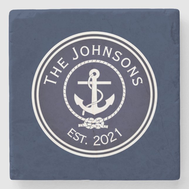Anchor Nautical Siegel Steinuntersetzer (Vorderseite)
