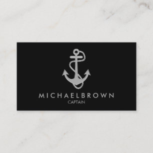 Anchor Nautical Silver Black Visitenkarte