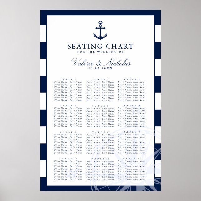 Anchor | Nautische Hochzeit | Sitzdiagramm Poster (Vorne)