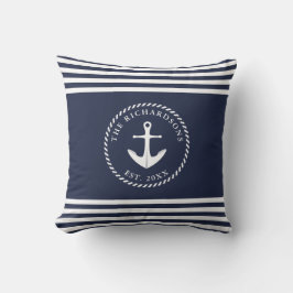 Anchor Navy Blau und Weiß Strickküstenstil Kissen