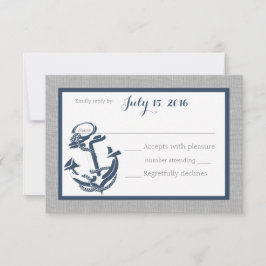 Anchor Navy Blue and Gray Response Card RSVP Karte