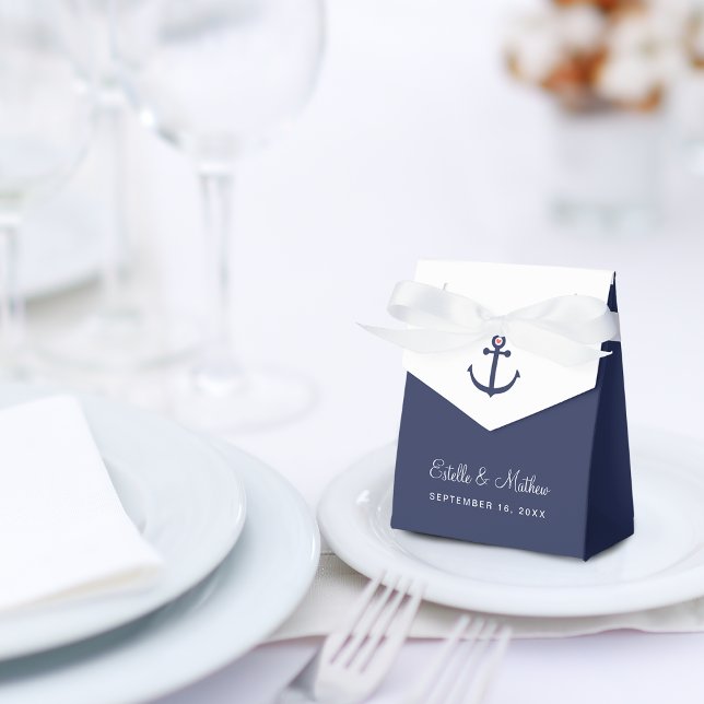 Anchor Navy Blue Nautical Wedding Geschenkschachtel (Anchor Navy Blue Nautical Wedding Favor Boxes)