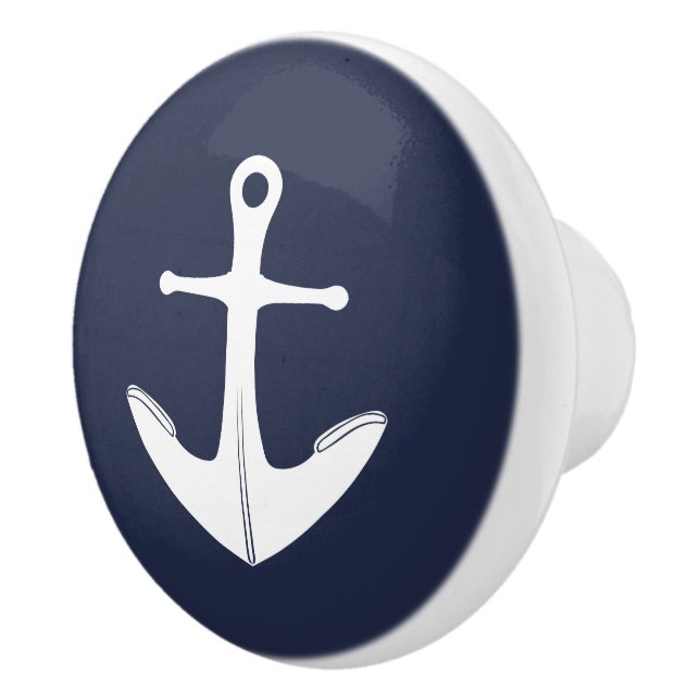 Anchor Navy Blue und White Nautical Wohngestaltung Keramikknauf (Rechts)