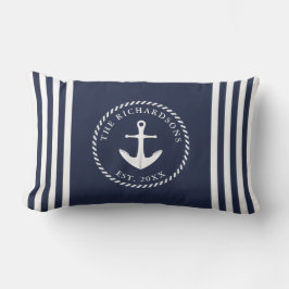 Anchor Navy Blue und White Personalisiert Nautical Lendenkissen