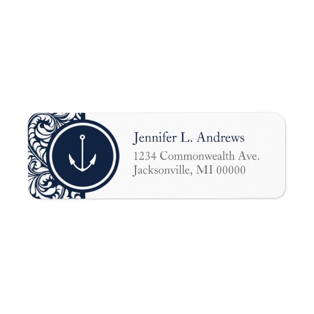 Anchor Navy Damask Address Labels (Vorne)