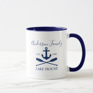 Anchor Oars Family Blue White Tasse