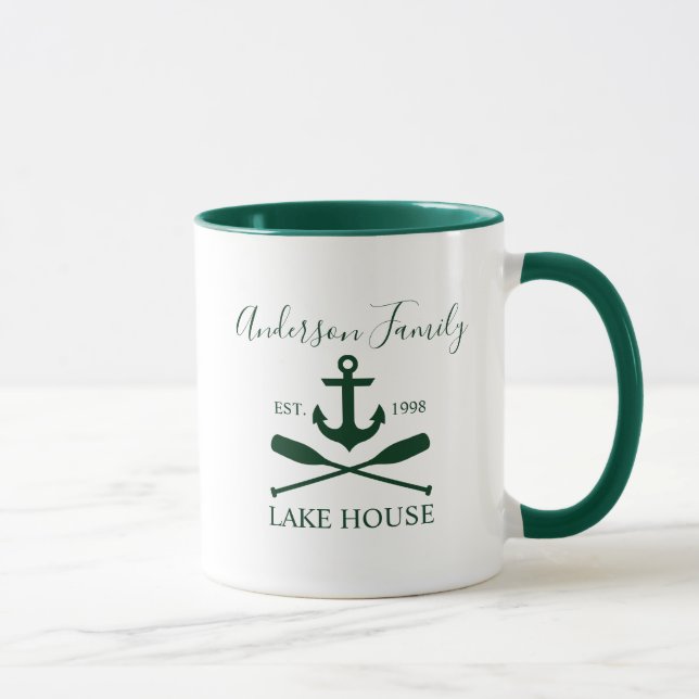 Anchor Oars Family Green White Tasse (Rechts)