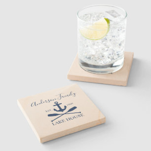 Anchor Oars Family Navy Blue Steinuntersetzer