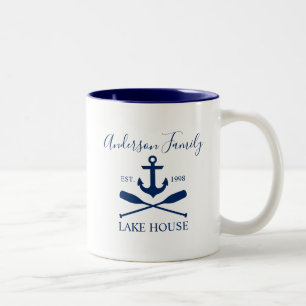 Anchor Oars Family Navy Blue Zweifarbige Tasse