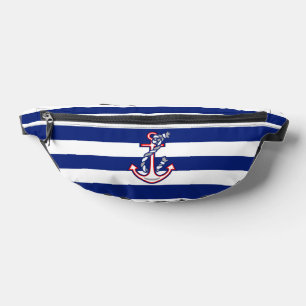 Anchor on Nautical Navy Blue Stripes Print