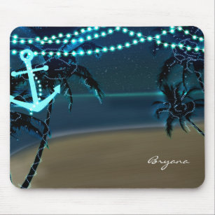 Anchor & Palm Trees Beach Lights Tropic Mouse Pad Mousepad