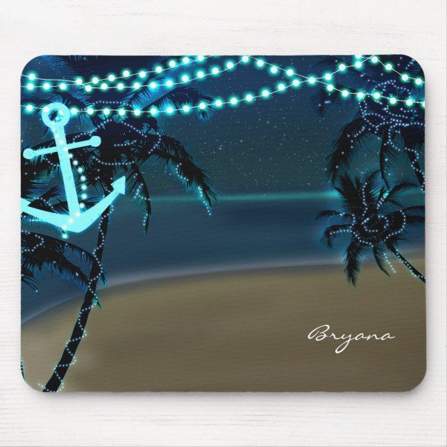 Anchor & Palm Trees Beach Lights Tropic Mouse Pad Mousepad (Vorne)