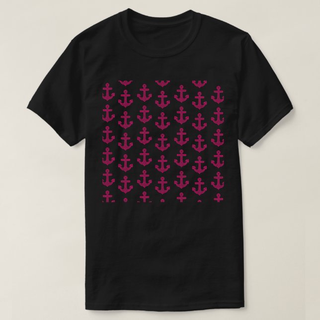 Anchor Pink Girls Kapitän Muster Frauen Design T-Shirt (Design vorne)