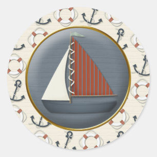 Anchor Sailboat Runder Aufkleber