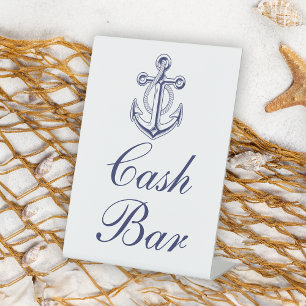 Anchor Sailor Navy Blue Nautical Wedding Cash Bar Sockelschild