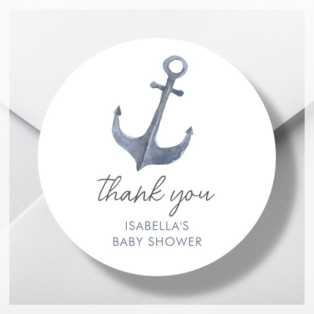 Anchor Segelthema Danke Baby Dusche Gefallen Runder Aufkleber (Von Creator hochgeladen)