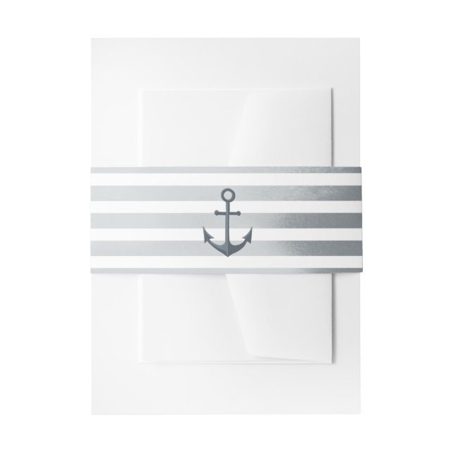Anchor Stripes nautische Hochzeit Einladung Einladungsbanderole (Vorderseite Beispiel)