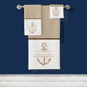 Anchor Tan Beige Set für Badehandtücher