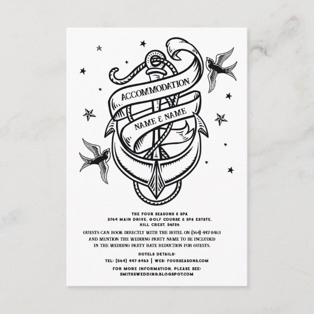 Anchor Tattoo Unterkunft Hochzeitskarten Begleitkarte (Vorderseite)