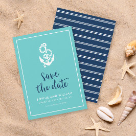 Anchor Turquoise und Blue Script Save the Date