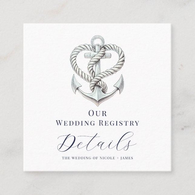Anchor Wedding Registry QR Quadratische Visitenkarte (Vorderseite)