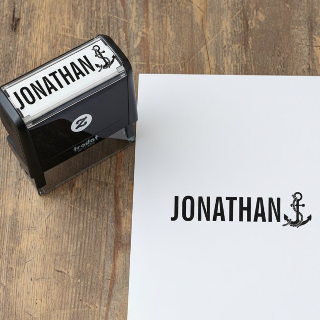 Anchor with Name Signature Stamp Permastempel (Elegant anchor signature stamp.)