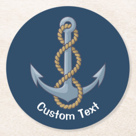 Anchor with Rope Runder Pappuntersetzer