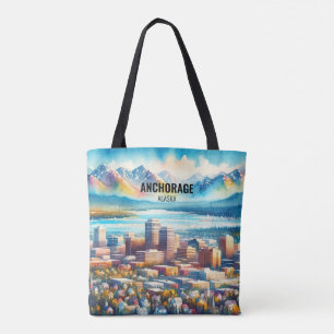 Anchorage Alaska Berühmter Reiseort Wasserfarbe Tasche