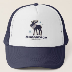Anchorage Alaska blaue Elche Winter Truckerkappe